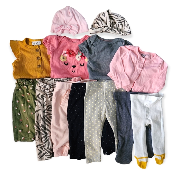 Carter's Other - 13pc | 3-6 Months Baby Girl Clothing Bundle Caps Onesies Bottoms Cardigan